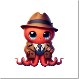 Cute Octopus Detective Posters and Art